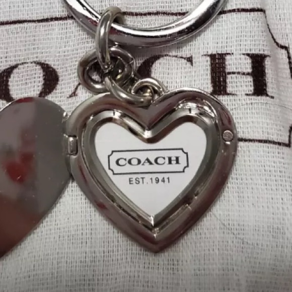 Coach Pave Rhinestone Heart Picture Locket Keychain - Picture 5 of 9